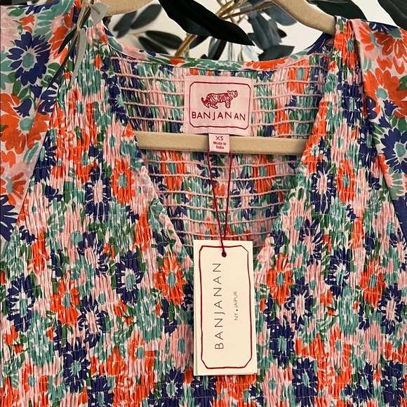 Banjanan Floral Smocked V-Neck Maxi Dress - Coral, Purple, Mint. NWT for Spring! - Picture 4 of 11